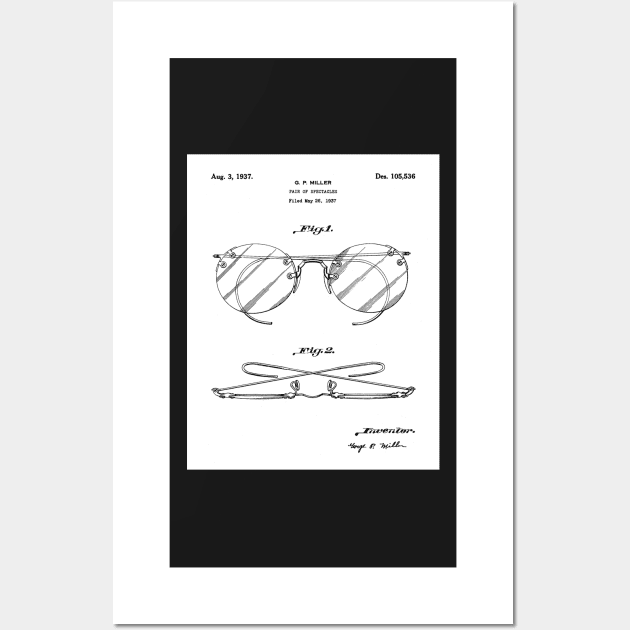 Spectacles Patent - Optometrist Eye Doctor Office Art - White Wall Art by patentpress